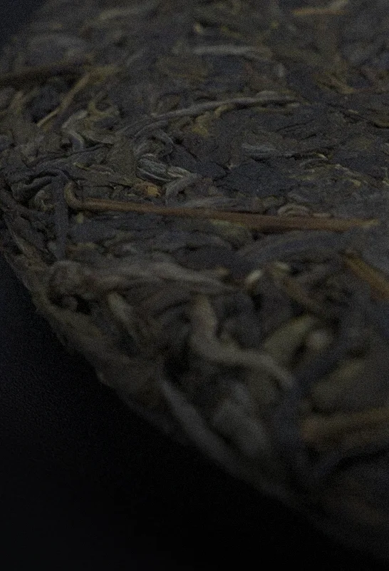 Close up of the pressed leaves of Chang Pu Tang raw Pu’er