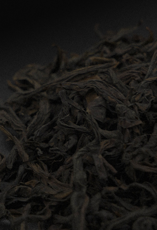 Close-up of Da Hong Pao tea leaves