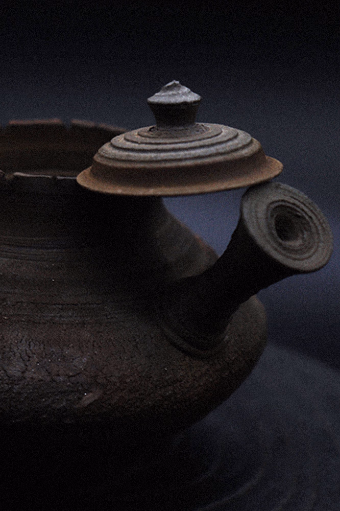The teapot's lid and side handle